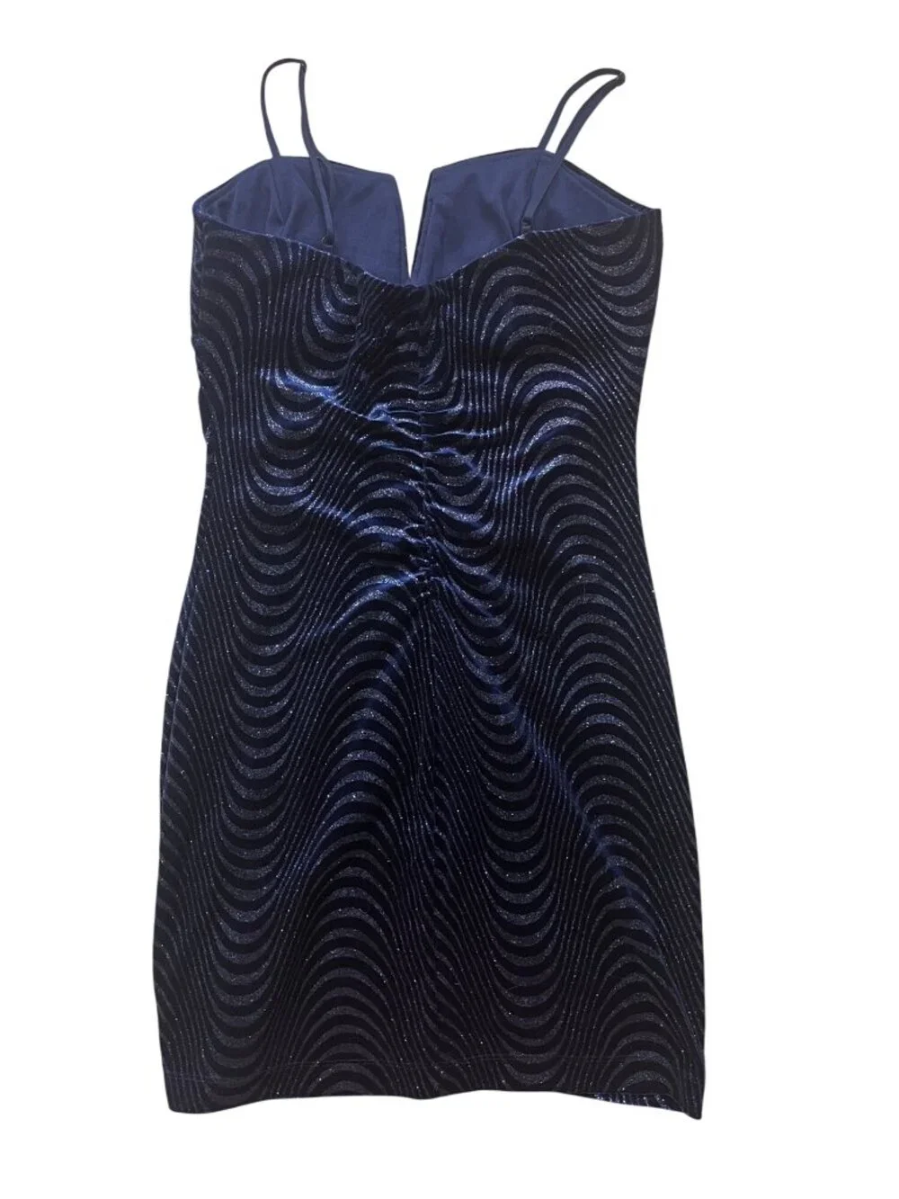Honey & Rosie HOCO Y2K Party Girl Vibe Crushed Velvet Bodycon Dress Small Blue